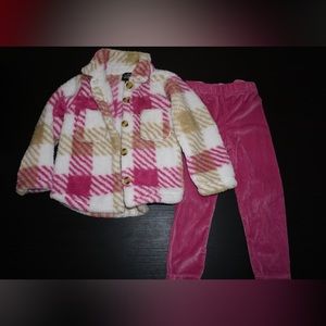 My Destiny Plaid Fleece Jacket and Pink Pants Set
